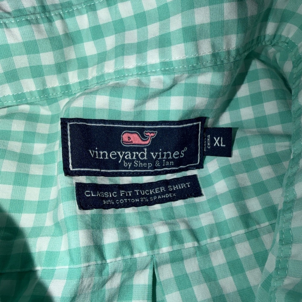 Vineyard Vines Tucker Shirt‎ Men XL Summer Green Check Button Up Cotton Preppy - Picture 5 of 9